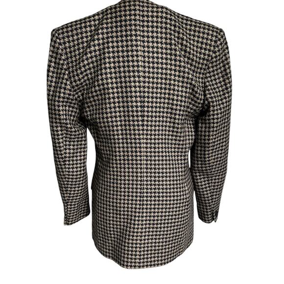 Vintage Ann Klain USA 8 Houndstooth V Collar Wool Silk Cashmere Blazer Jacket‎ - Picture 2 of 8